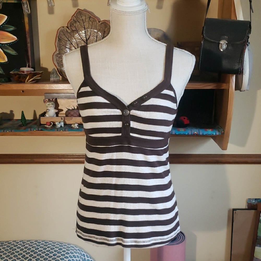 Sanoma Brown and Cream Tank Top Sz Med